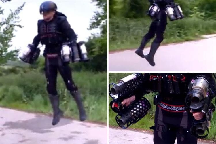 Watch the incredible moment a Brit inventor takes flight in his jet-powered suit